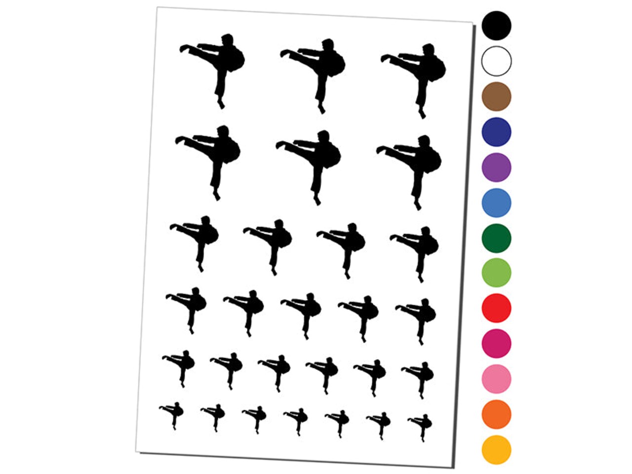Martial Arts Karate Kick Solid Temporary Tattoo Water Resistant Fake Body Art Set Collection
